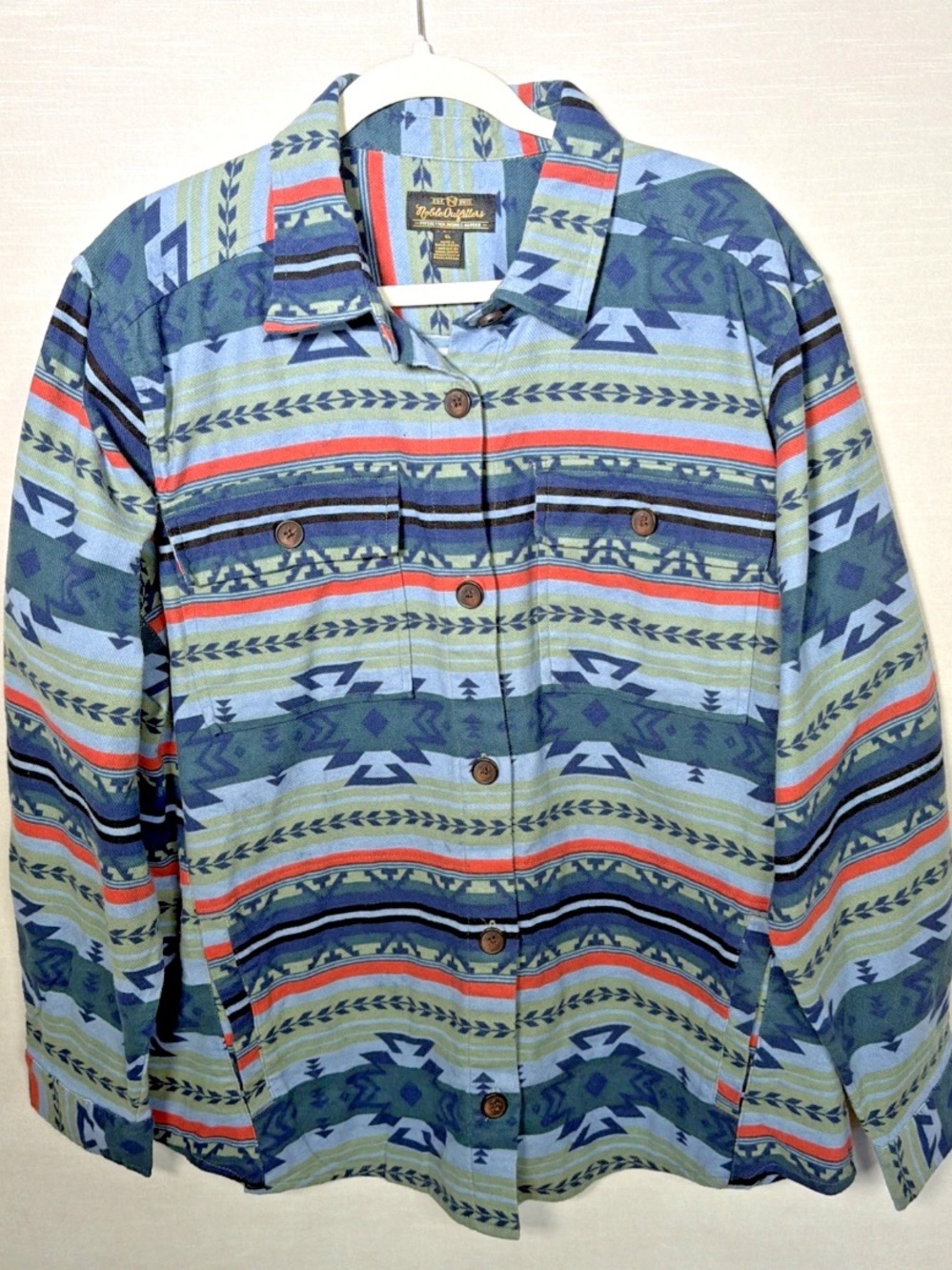 Noble Outfitters Western Style Flannel Shacket Eucalyptus Aztec
